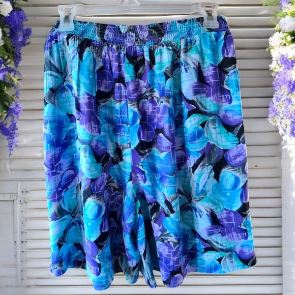 Vintage 90s Extreme High Waist Floral Flowy Skort - Picture 2 of 9